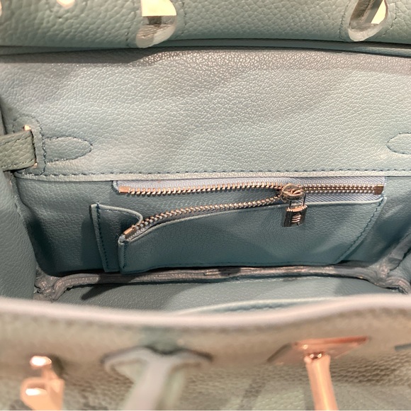 Blue Mini 20CM TOGO leather top handle Satchel bag silver Lock key - Picture 13 of 16